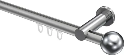 Produktbild von Interdeco Innenlaufstange / Gardinenstange mit Innenlauf Silbergrau / Chrom, Typ Platon Luino (Kugel), 20 mm Ø 1-läufig, 220 cm