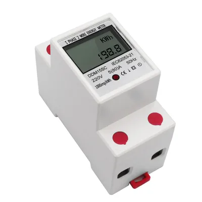 Zdjęcie produktu dla Cyfrowy wyświetlacz LCD, jednofazowy licznik energii na szynę DIN 5-80 A, 220 V, 50 Hz, elektroniczny licznik kWh, monitor zużycia energii DDM15SC