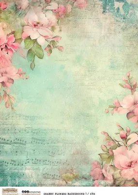 Image de Papier de bricolage pour découpage A4 - Scraplove - Fond « Shabby Flowers » 1