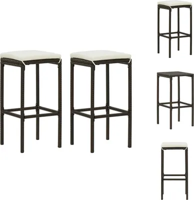 Immagine prodotto di vidaXL Sgabello da bar con cuscino 2 pezzi in polirattan marrone - Sgabello da bar