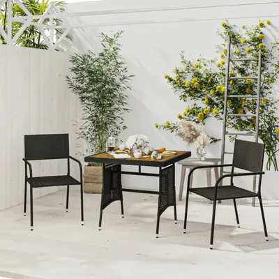 Produktbild von The Living Store 3-tlg. Garten-Essgruppe Poly Rattan Schwarz