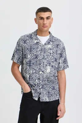 Image de !Solid SDUwels Chemise en lin pour homme, manches courtes, mélange de lin, coupe décontractée