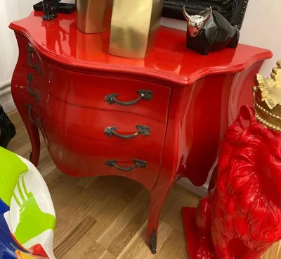 Immagine prodotto di Casa Padrino Cassettiera barocca a 3 cassetti rossa - Cassettiera artigianale in legno massiccio in stile barocco - Mobili da camera in stile barocco - Mobili barocchi - Arredamento barocco