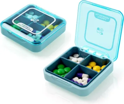 Produktbild von Pillendose 7 Tage 4 Fächer BPA Frei Blau