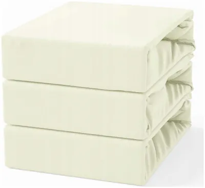 Produktbild von MAKAR Baumwoll-Spannbettlaken Jersey 90x200 cm Creme