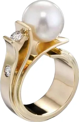 Produktbild von Mode Frauen Faux Perle Geometrische Fingerring Hochzeit Verlobung Schmuck Geschenk-Weiß + Gold,US 6