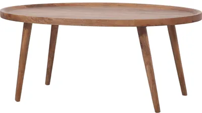 Produktbild von Couchtisch Addisie 120x70 cm oval aus massivem Mangoholz Skandi Stil
