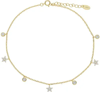 Produktbild von Fußkette Silber 925 Gold plattiert Zirkonia JL52-04-0040 JuwelmaLux 25 cm