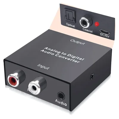 Productafbeelding van Audio converter, stereo analoog naar digitale converter, 3,5 mm Aux Jack R/L 2 RCA naar SPDIF