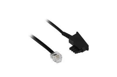 Produktbild von goobay TAE Anschluß-Kabel (TAE-F Stecker auf Westernstecker), Schwarz, 10m, 68537