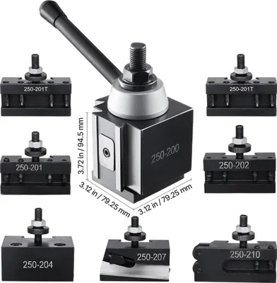Produktbild von VEVOR 8-teiliger Schnellwechsel-Werkzeughaltersatz für kleine Drehmaschinen und Metalldrehmaschinen mit einem Drehdurchmesser von 10-15 Zoll, aus langlebigem Stahl
