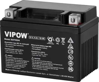 Immagine prodotto di Batteria moto VIPOW MC 12V 4Ah per un avviamento affidabile e prestazioni di lunga durata
