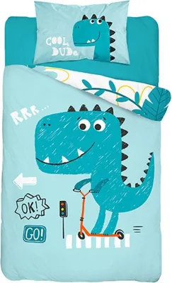 Image de Lit de bébé DINO Bleu 100x135 cm, 40x60 cm