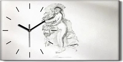 Produktbild von Küche Wohnzimmer Wand Leinwand Uhr 60x30 Zeichnen Abstrakte Skizze Kunst - schwarze Hände