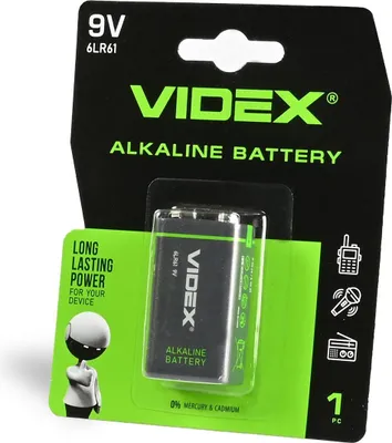 Produktbild von 1 Stk. Leistungsstarke Videx 9V 6LR61 Alkaline Batterie 9V 600 mAh