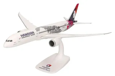Imagen del producto de Herpa, modelo de avión: Boeing 787-9 Dreamliner de Hawaiian Airlines, número de registro N781HA, nombre "Kapuahi"