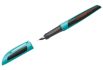 A fountain pen with its cap off, isolated on a white background.