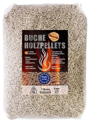 Immagine prodotto di Pellet di faggio - Pellet affumicatura - 15 kg - 100% faggio - 6 mm - Per forno per pizza