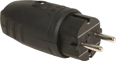 Produktbild von Dönges Schuko-Stecker, Gummi, IP44, schwarz (Gummistecker Vollgummi-Stecker)