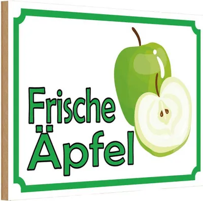 Produktbild von vianmo Holzschild 12x18 cm frische Äpfel Verkauf Hofladen Marktstand Laden