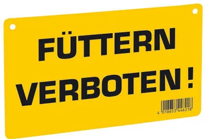 Produktbild von Kerbl Warnschild „FÃ1/4ttern verboten“, 20x12?cm, beidseitig, Kunststoff