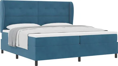 Obrázok produktu pre Posteľ s pružinovým rámom Tmavomodrá 200 x 200 cm Zamat