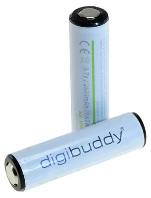 Produktbild von digibuddy Akku 18650 Sanyo Zelle, Li-Ion, 2550 mAh, 3,7 V, PCB geschützt, 2er Pack
