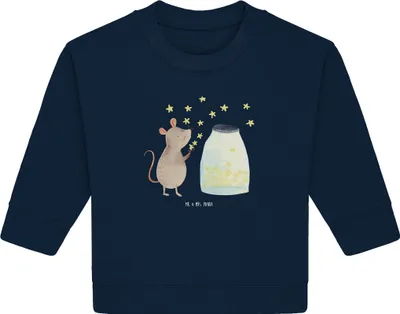 Produktbild von Mr. & Mrs. Panda Organic Baby Pullover Maus Sterne 12. - 18. Monat - French Navy - Geschenk, Taufe, Geburt, Bullover, Lustige Sprüche, Träume, Schwangerschaft, Geburtstag