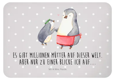 Produktbild von Mr. & Mrs. Panda magnet Pinguin mit Kind - Grau Pastell - Geschenk, Muttertag, Mutter, Vorbild Mama, haftmagnet, Dekomagnet, whiteboardmagnet, Notizhalter, Pinguine