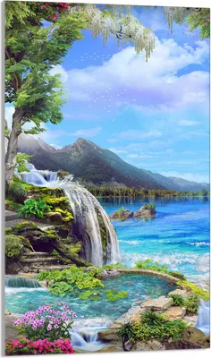 Produktbild von Herdabdeckplatte 30x52 Glaskeramikkochfeld Abdeckung Spritzschutz Glasplatte Deko Schneidebrett, Landschaft Bunt