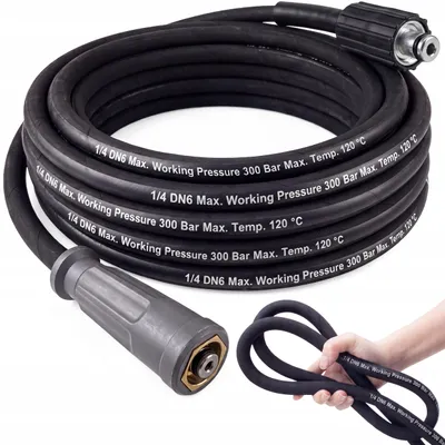Zdjęcie produktu dla Wąż wysokociśnieniowy 15 m do Karcher HD HDS - TR22 Easy Lock / M22x1,5 14 mm | DN6 1/4" | 300 bar | 120°C | oplot stalowy
