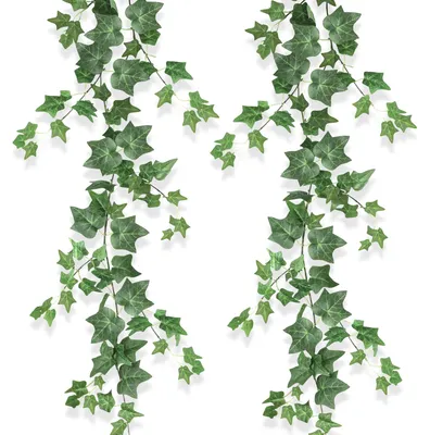 Produktbild von 2 künstliche Efeukränze, grün, 200 cm, künstliche Hängepflanze, künstlicher Efeukranz, Ranken, hängende Blätter, Efeuranken, Efeukranzdekoration für Zimmer, Party, Balkon