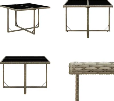 Produktbild von vidaXL Gartentisch Grau 109x107x74 cm Poly Rattan und Glas - Gartentisch - Gartentische - Tisch - Tische