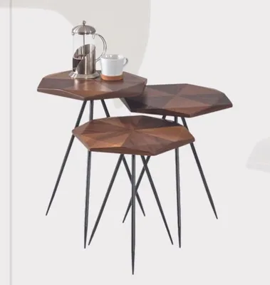 Immagine prodotto di Tavolini in legno di design Set di 3 tavoli da divano tavolini da salotto