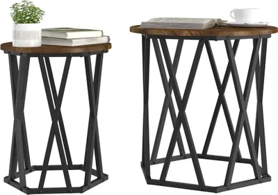 Produktbild von "Winterschlussverkauf "Couchtisch - CLORIS - Wohnzimmertisch - Robust und langlebig - 2 pcs Geräucherte Eiche Ingenieure Holz und Stahl - DEMöbel3224836