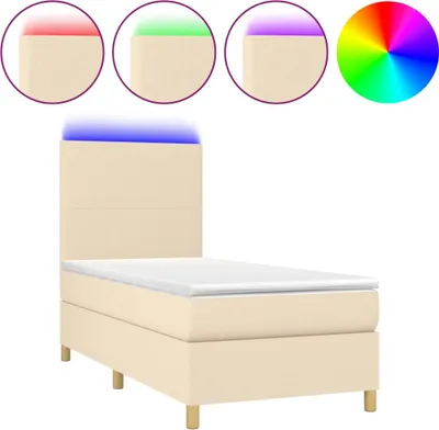 Produktbild von vidaXL Boxspringbett mit Matratze & LED Creme 90x200 cm Stoff