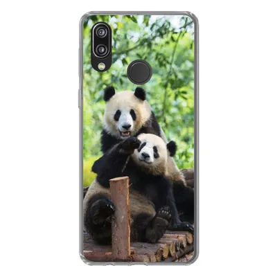 Produktbild von MuchoWow® Handyhülle Schutzhülle Hülle für Huawei P20 Lite (2020) Panda - Brücke - Natur Silikon Softcase Handy Hülle - Kartenhalter