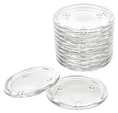 Produktbild von 12 Stück 10 cm Glas Kerzenuntersetzer, Transparente Kerzenteller für Stumpenkerzen, Kerzenhalter für Hochzeiten, Partys und Heimdekoration