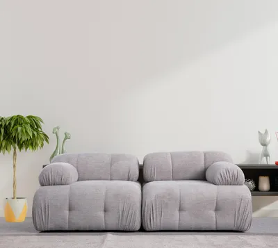 Produktbild von Hanah Home, Petite 2 - Light Grey, 2-Sitzer-Sofa, BUCHENHOLZ / SPANPLATTEN, Hellgrau, 190 x 95 x 75 cm
