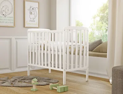 Produktbild von Baby-Delux Babybett Beistellbett Compact 100x50cm weiß Höhenverstellbar Beißschienen Matratze