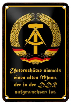 Produktbild von Blechschild Spruch 12x18cm unterschätze niemals Mann DDR