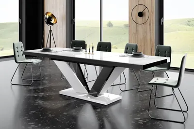 Produktbild von Design Esstisch Tisch HEU-111 Hochglanz ausziehbar 160 bis 256 cm