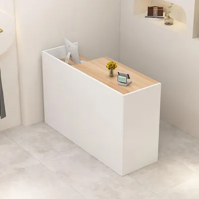 Zdjęcie produktu dla Recepcja z miejscem do przechowywania, 130 cm, biały/imitacja drewna