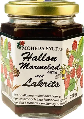 Produktbild von Moheda Sylt Himbeer Konfitüre extra mit Lakritz 200g