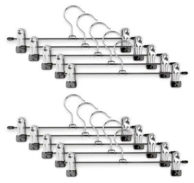 Produktbild von Hosenbügel, Kleiderbügel mit Klammern aus Metall, Kleiderbügel mit rutschfesten Clips, platzsparend, Rockhalter, 360° drehbar, Kleiderbügel für Hosen, Röcke, Kleidung (100)