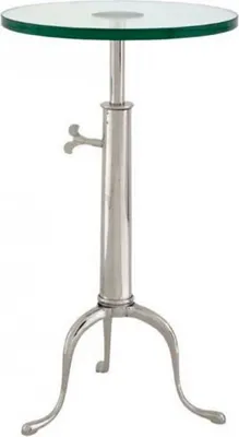 Produktbild von Casa Padrino Designer Luxus Industrial Design Beistelltisch Höhenverstellbar Silber Höhe: 63 - 76 cm, Durchmesser 40 cm - Edelstahl Tisch - Telefontisch Nickel Finish - Luxus Qualität