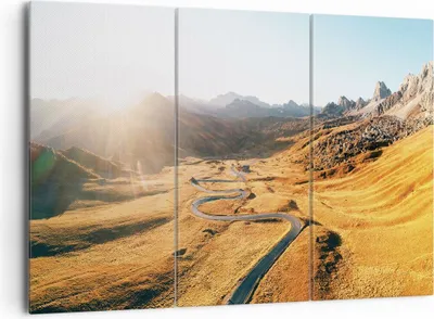 Produktbild von Bild auf Leinwand - Leinwandbild - 3 Teile - Sonne Berge Weg - 165x110cm - Wand Bild - Wanddeko - Wandbilder - Leinwanddruck - Bilder - Wanddekoration - Leinwand bilder - Wandbild - CE165x110-4836