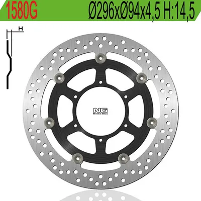 Produktbild von Ng Vordere Bremsscheibe Für Honda Cb 600F/S Hornet Abs 07-13, Cbr 600F Abs 11-13 (296X94X4.5) (6X6.5) (Aluminium Center) - Ersatz