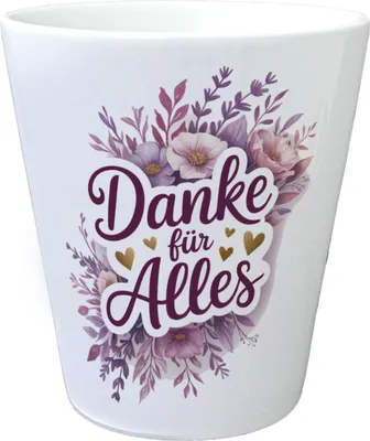 Produktbild von Danke Für Alles Blumentopf mit Aquarellblumen