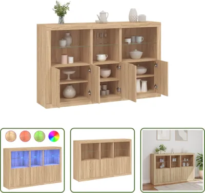 Produktbild von The Living Store Sideboard mit LED-Leuchten Sonoma-Eiche 162x37x100 cm